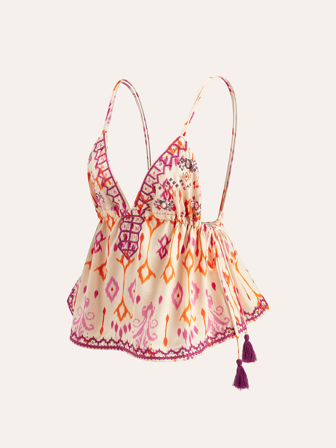 Nora - Cami bordado con borla y lazo