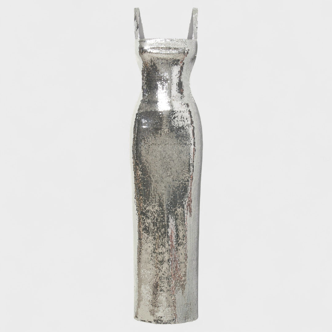 Gala – Vestido Gala Plata Sparkle que resalta tu brillo nocturno