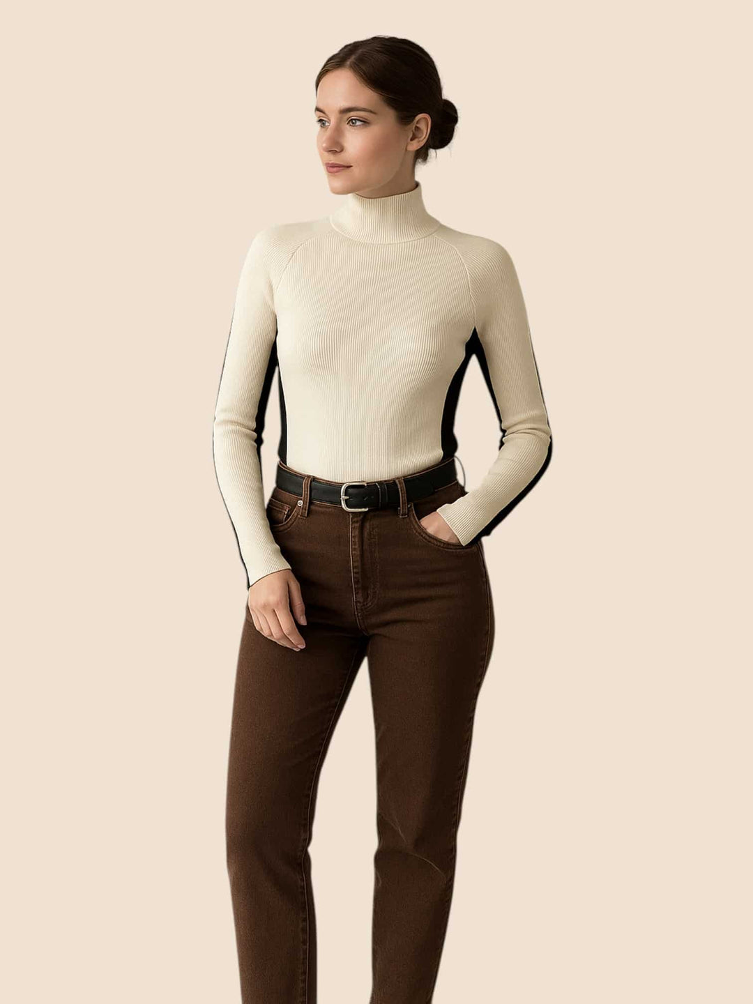 Two Tone Double Sided Long Sleeve Knit Top