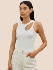 Semi-Sheer Cutout Tank Top