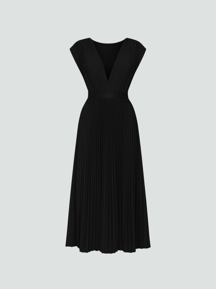 NATALIA | VESTIDO PLISADO CON ESCOTE PROFUNDO