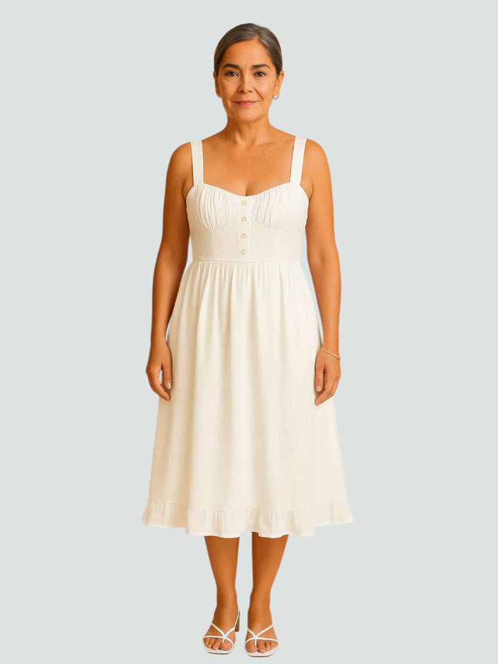 CARMEN | VESTIDO MIDI CON DETALLE FRUNCIDO