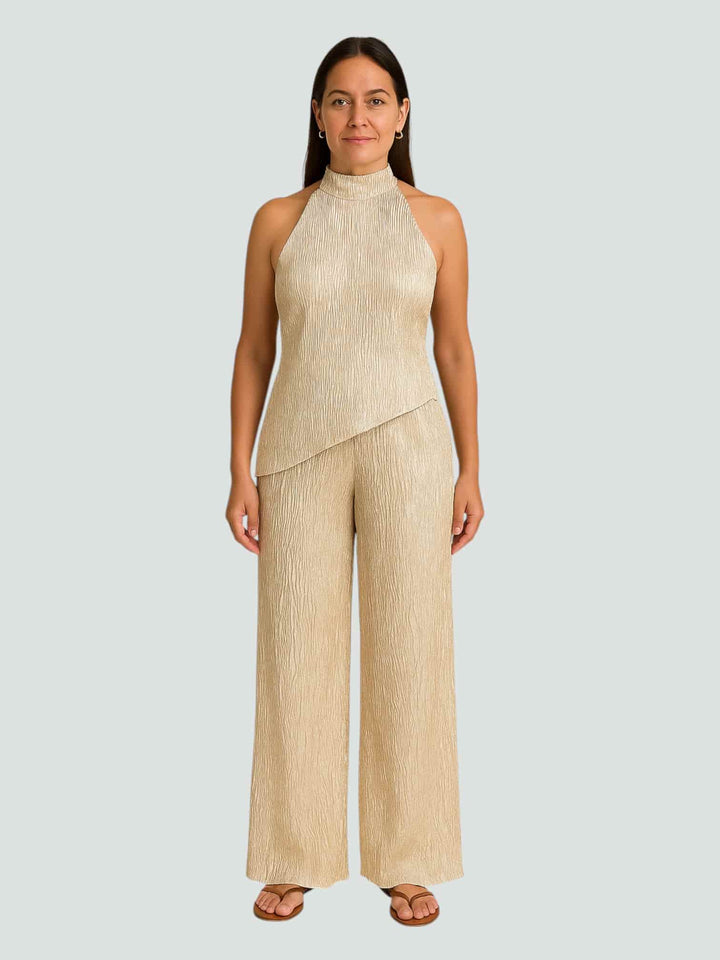ISABEL | CONJUNTO SATINADO CON CUELLO HALTER
