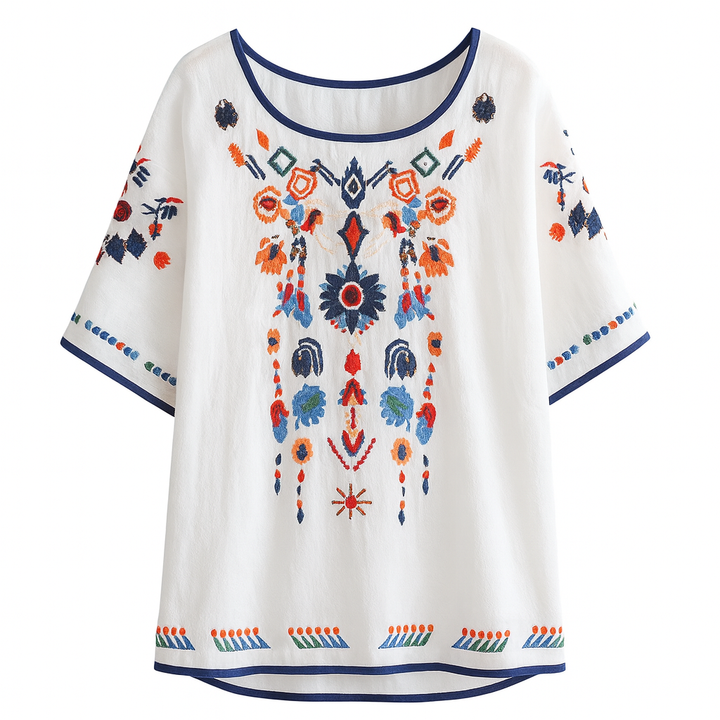 Blusa bordada manga corta mujer - Britanny