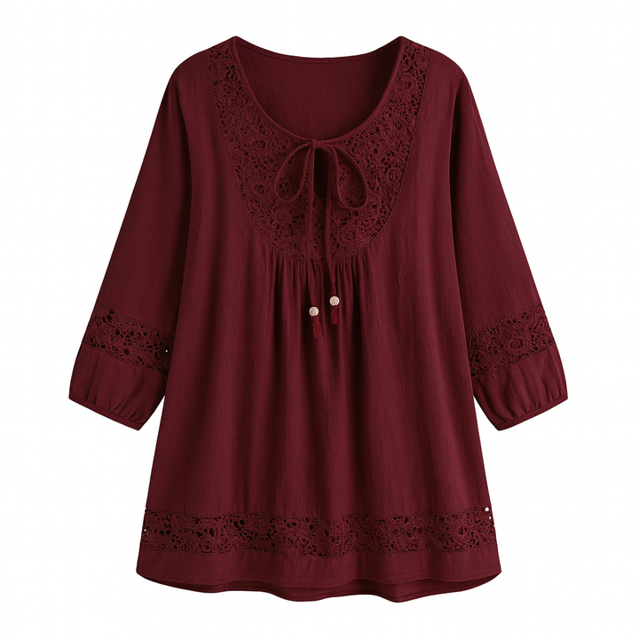 Blusa mujer encaje y lazo frontal - Marena