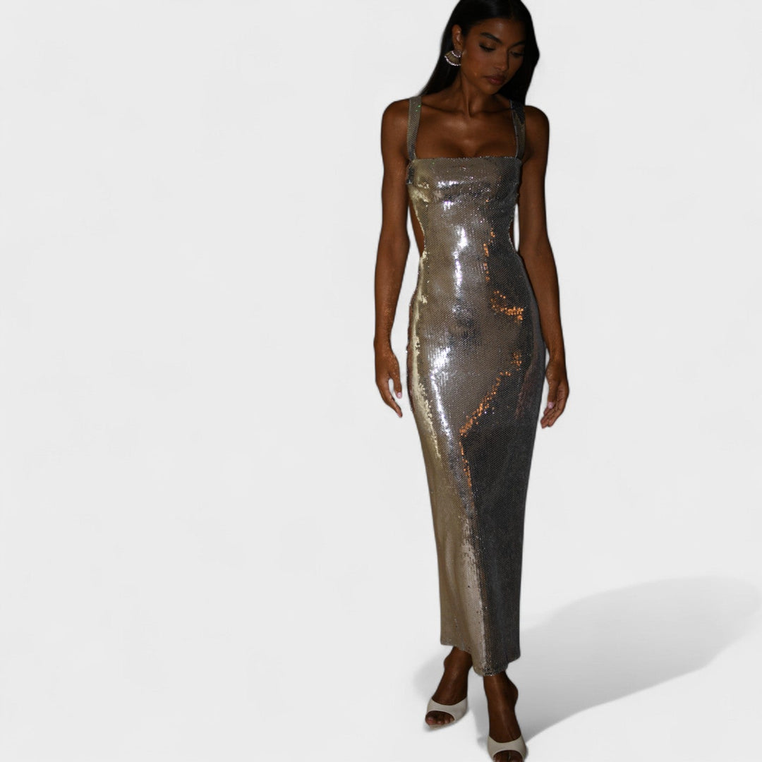 Gala – Vestido Gala Plata Sparkle que resalta tu brillo nocturno