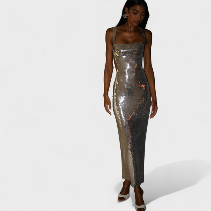 Gala – Vestido Gala Plata Sparkle que resalta tu brillo nocturno