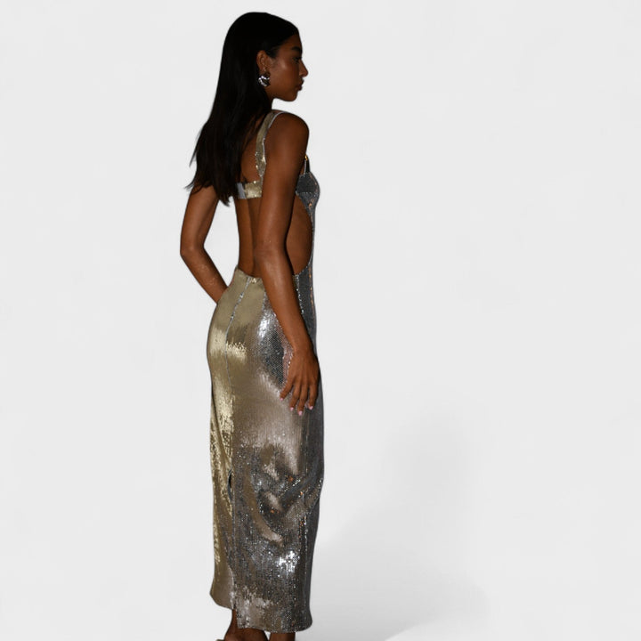 Gala – Vestido Gala Plata Sparkle que resalta tu brillo nocturno