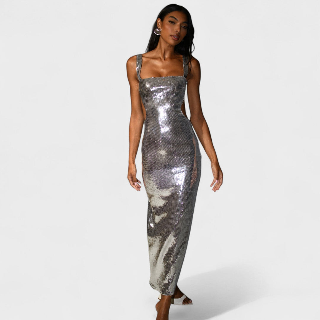 Gala – Vestido Gala Plata Sparkle que resalta tu brillo nocturno