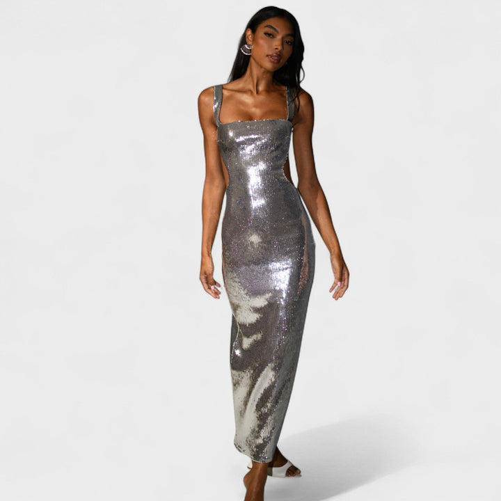 Gala – Vestido Gala Plata Sparkle que resalta tu brillo nocturno