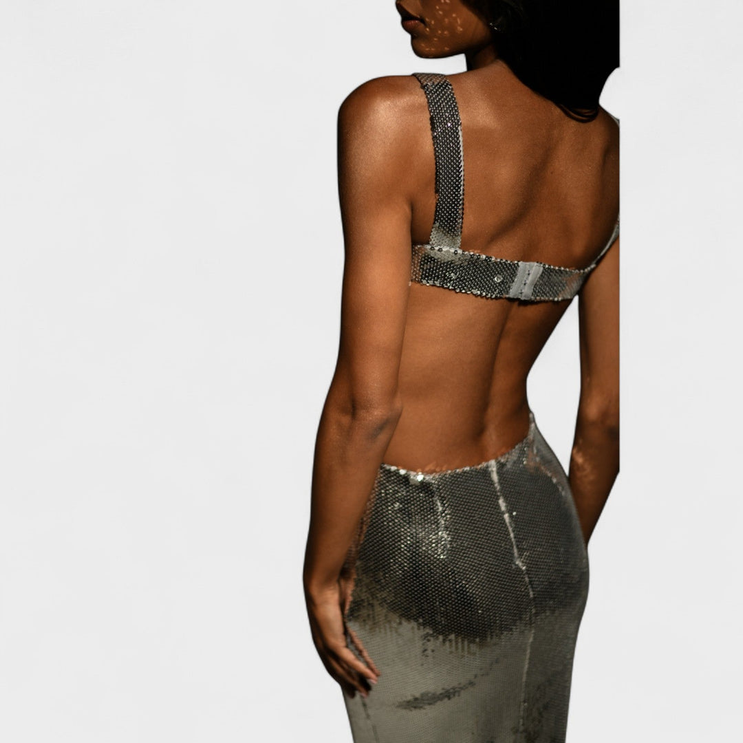 Gala – Vestido Gala Plata Sparkle que resalta tu brillo nocturno