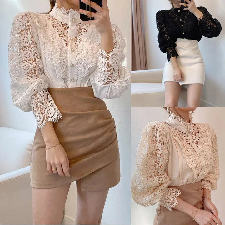 Blusa mujer encaje manga larga - Elisabetta