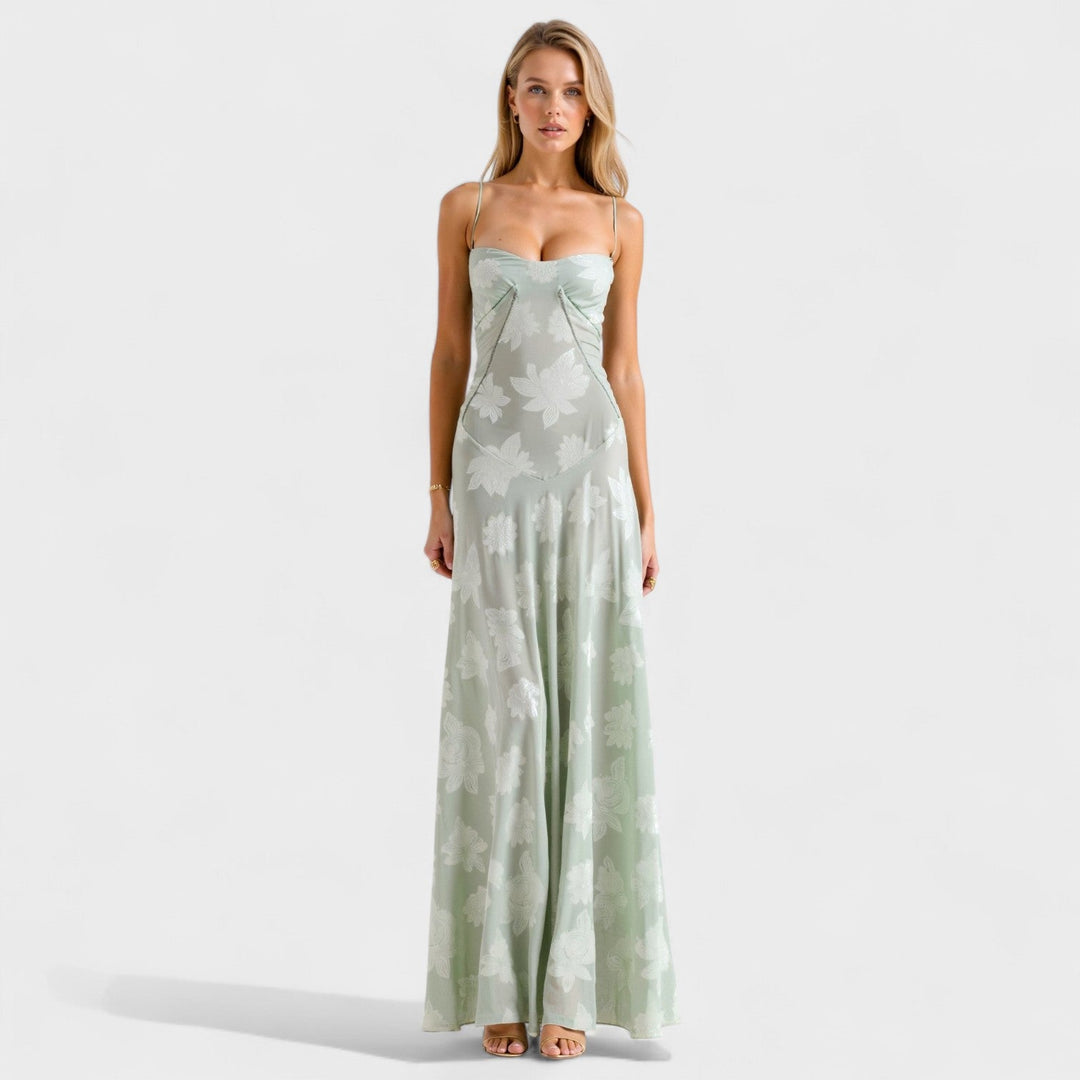 Verona – Vestido Largo de Encaje Floral que realza tu elegancia