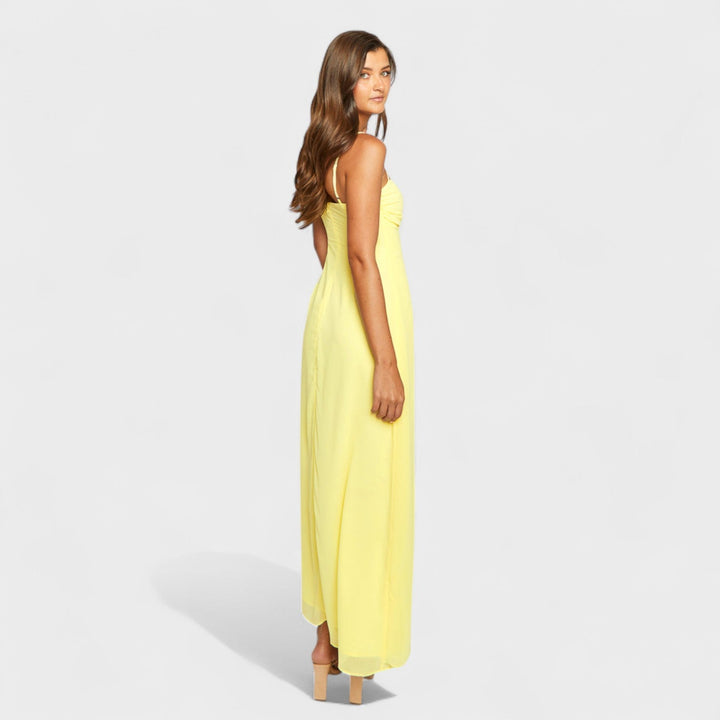 Flossie – Vestido Maxi Amarillo con Lazo Lateral que realza tu frescura