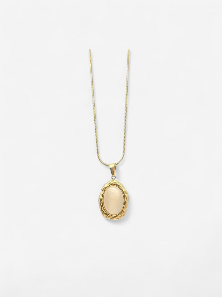 AURORA OVAL | COLLAR CON PIEDRA CENTRAL OVALADA PULIDA