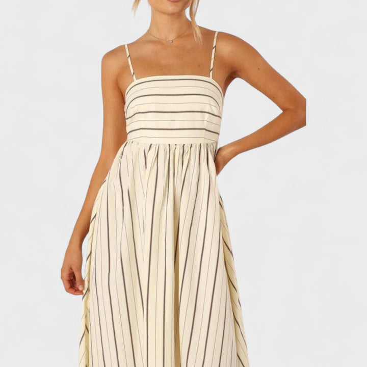 Isabel – Vestido Largo a Rayas que aporta frescura y elegancia