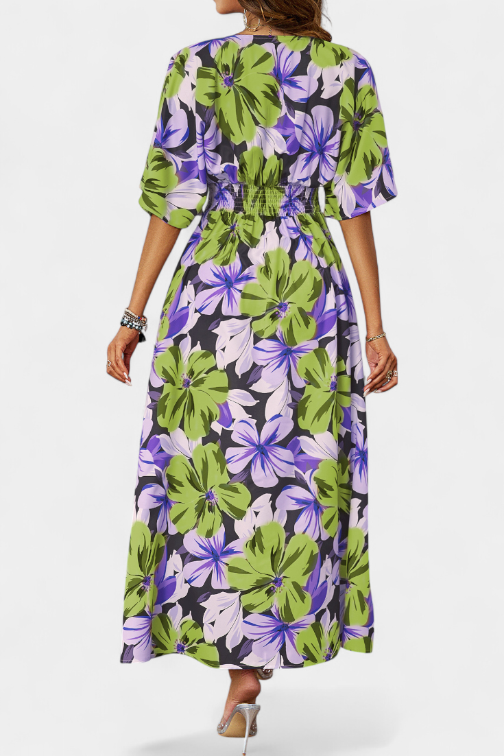 Julie – Vestido Largo con Estampado Floral que Realza Tu Frescura Veraniega