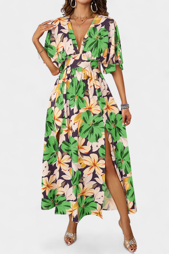 Julie – Vestido Largo con Estampado Floral que Realza Tu Frescura Veraniega