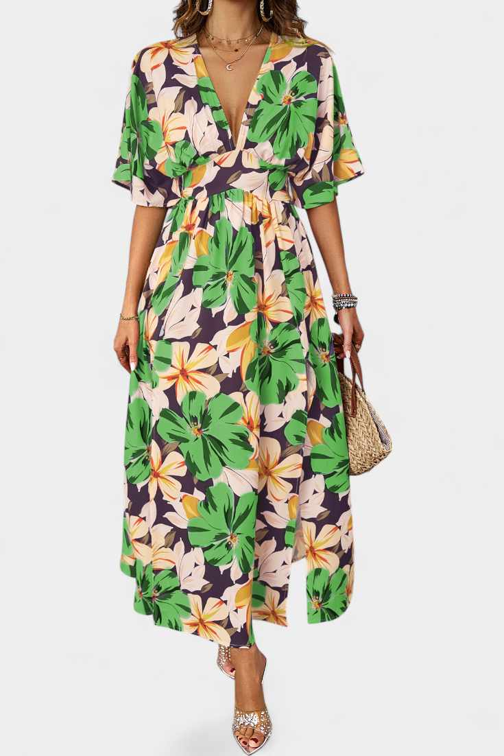 Julie – Vestido Largo con Estampado Floral que Realza Tu Frescura Veraniega