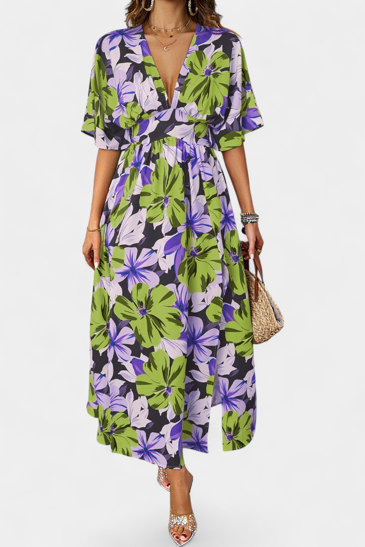 Julie – Vestido Largo con Estampado Floral que Realza Tu Frescura Veraniega