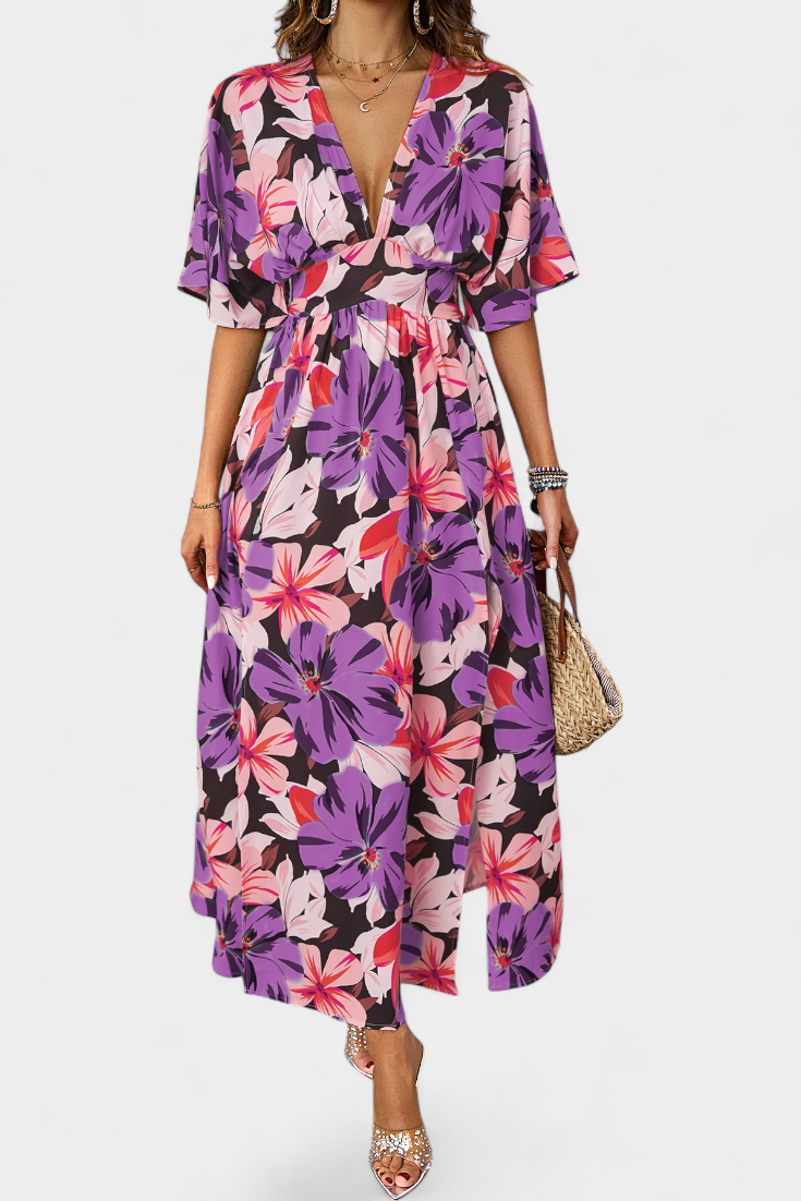 Julie – Vestido Largo con Estampado Floral que Realza Tu Frescura Veraniega