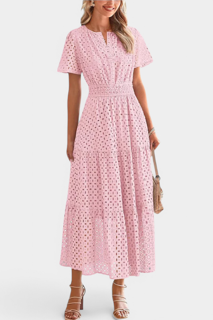 Imani – Vestido Maxi de Encaje Bordado que deslumbra con su elegancia