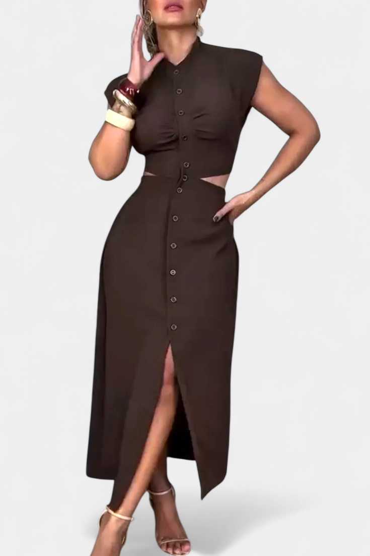 Griselda – Vestido Midi con Botones que realza tu figura