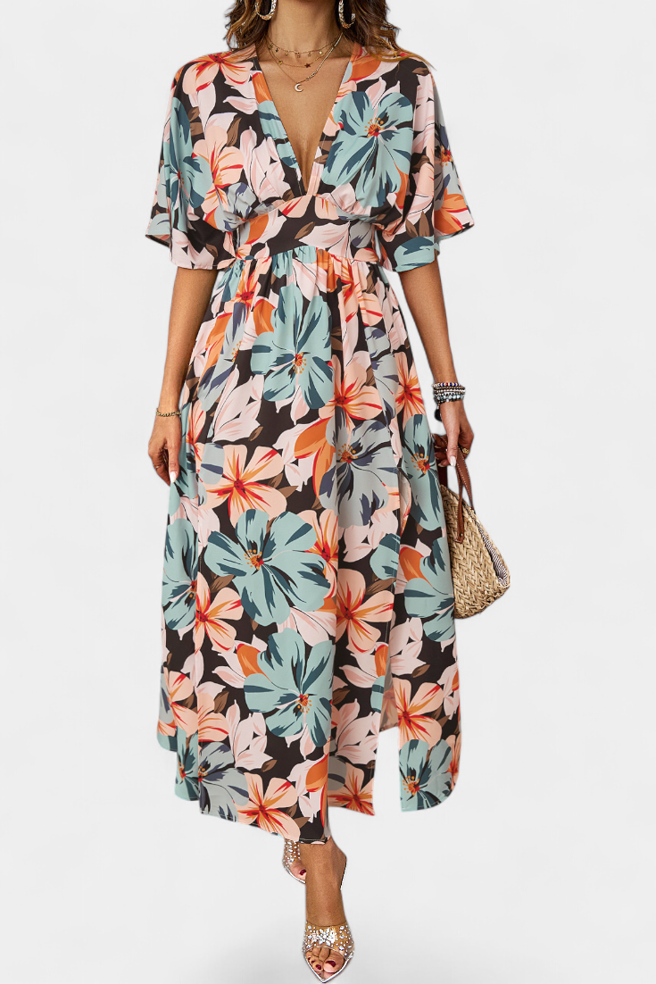 Julie – Vestido Largo con Estampado Floral que Realza Tu Frescura Veraniega