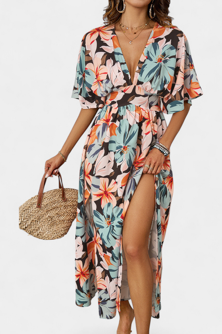 Julie – Vestido Largo con Estampado Floral que Realza Tu Frescura Veraniega