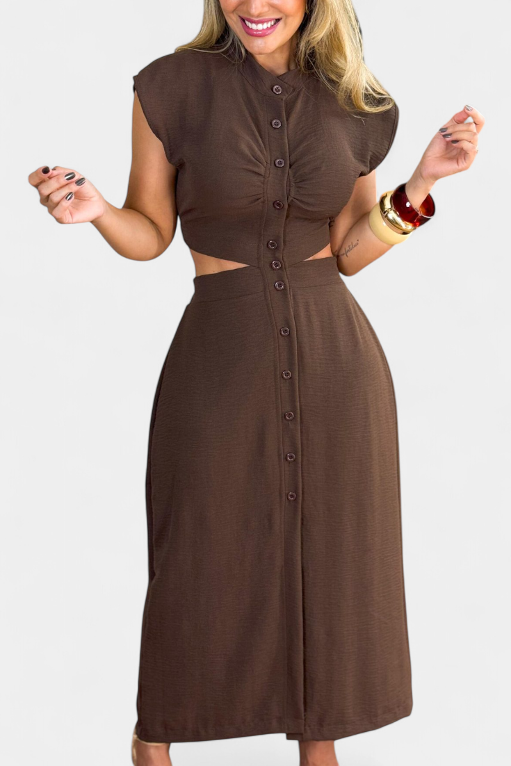 Griselda – Vestido Midi con Botones que realza tu figura