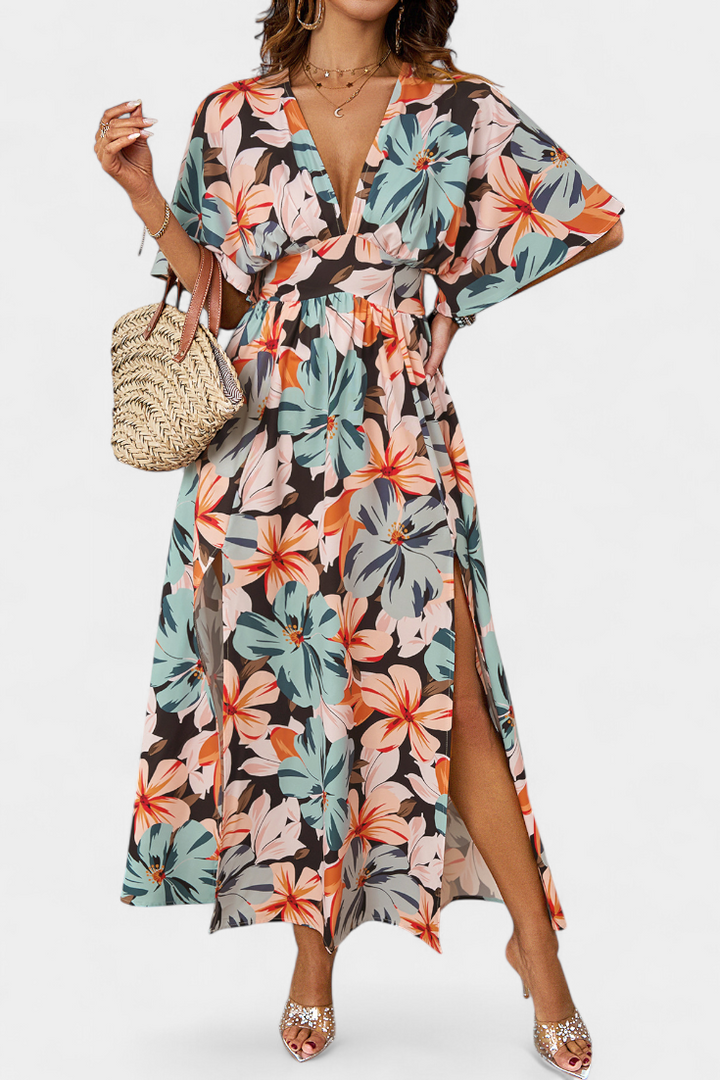 Julie – Vestido Largo con Estampado Floral que Realza Tu Frescura Veraniega