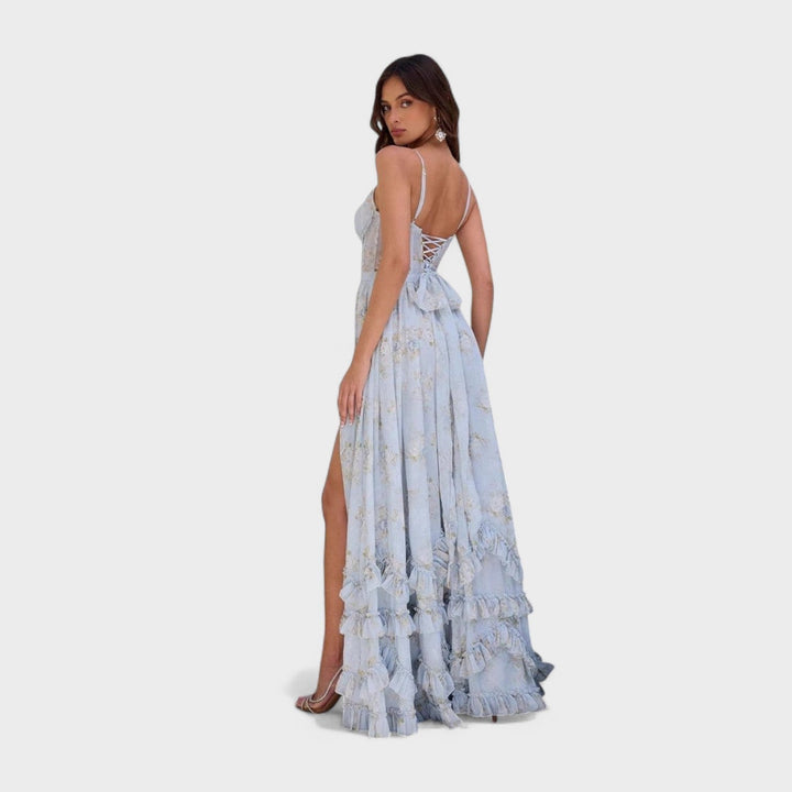 Florencia – Vestido Largo Bohemio Con Abertura Y Volantes Que Resalta Tu Estilo