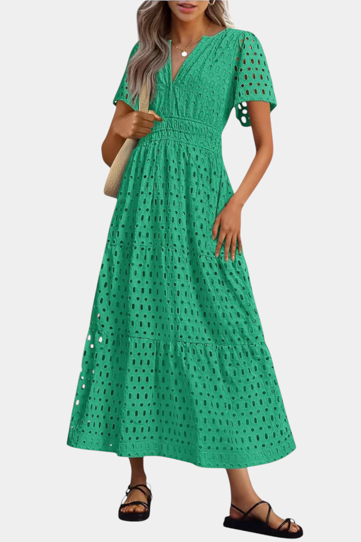 Imani – Vestido Maxi de Encaje Bordado que deslumbra con su elegancia