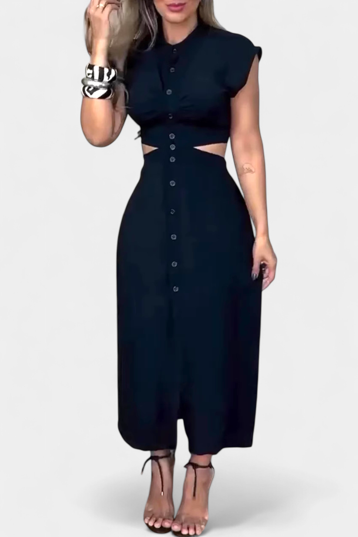 Griselda – Vestido Midi con Botones que realza tu figura