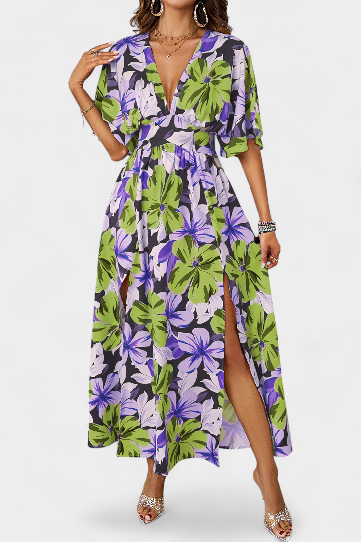 Julie – Vestido Largo con Estampado Floral que Realza Tu Frescura Veraniega