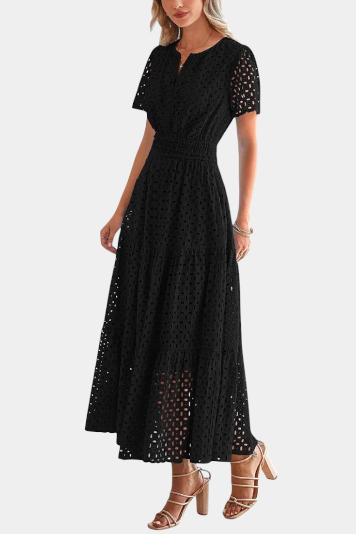 Imani – Vestido Maxi de Encaje Bordado que deslumbra con su elegancia