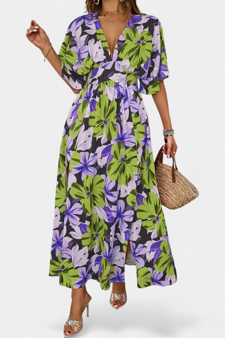 Julie – Vestido Largo con Estampado Floral que Realza Tu Frescura Veraniega