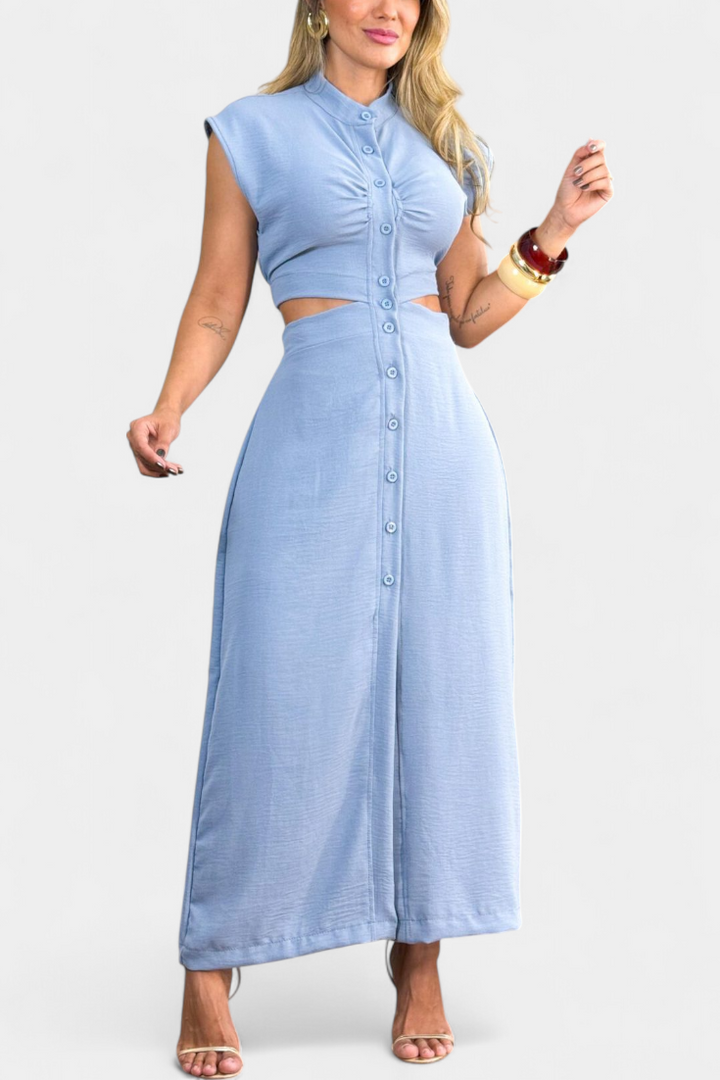 Griselda – Vestido Midi con Botones que realza tu figura