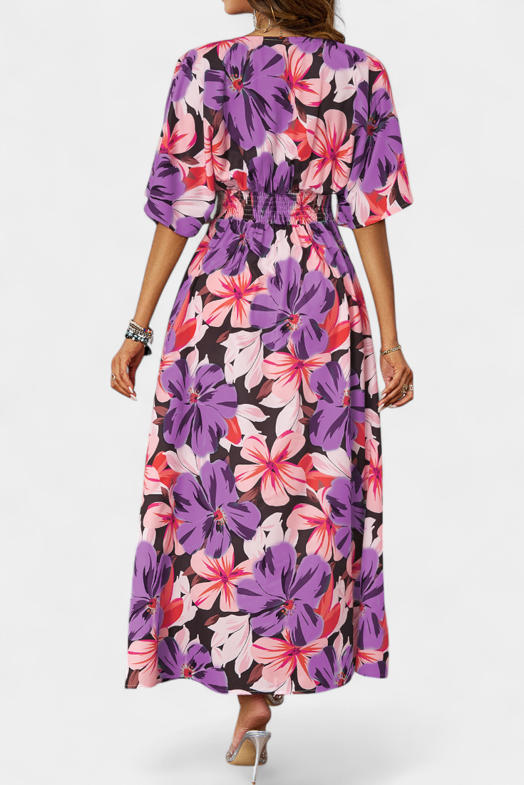 Julie – Vestido Largo con Estampado Floral que Realza Tu Frescura Veraniega