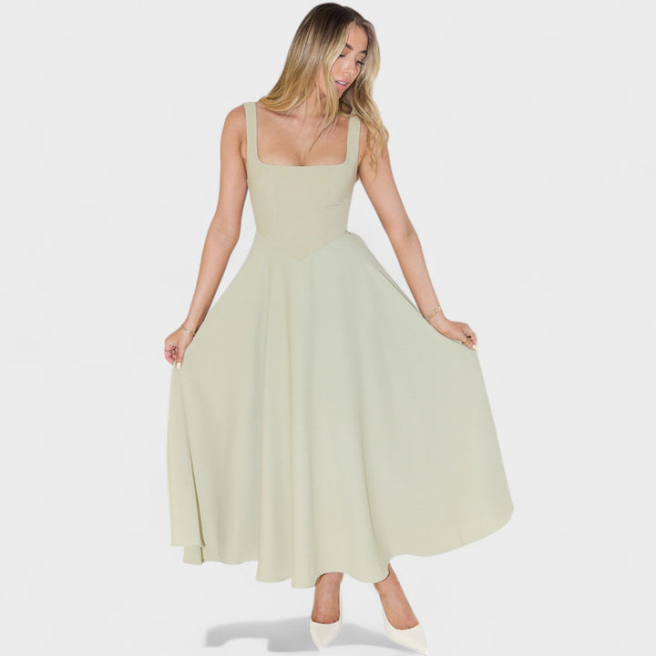 Maribel – Vestido Midi con Escote Cuadrado que realza tu feminidad