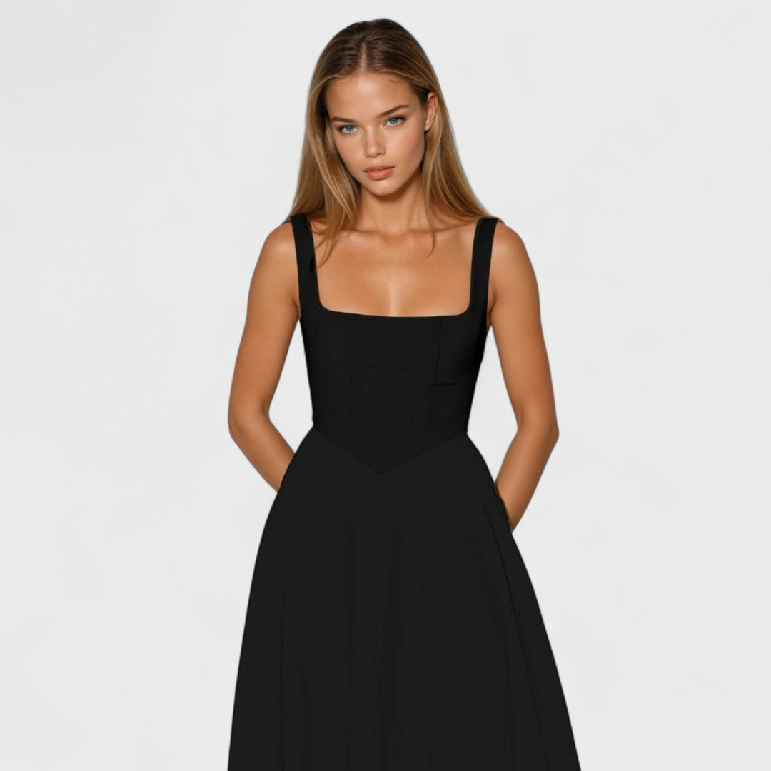 Maribel – Vestido Midi con Escote Cuadrado que realza tu feminidad