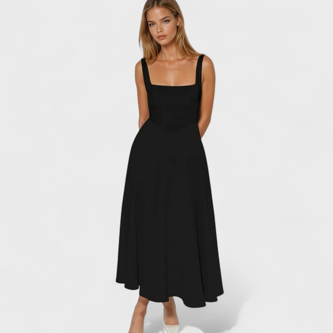 Maribel – Vestido Midi con Escote Cuadrado que realza tu feminidad