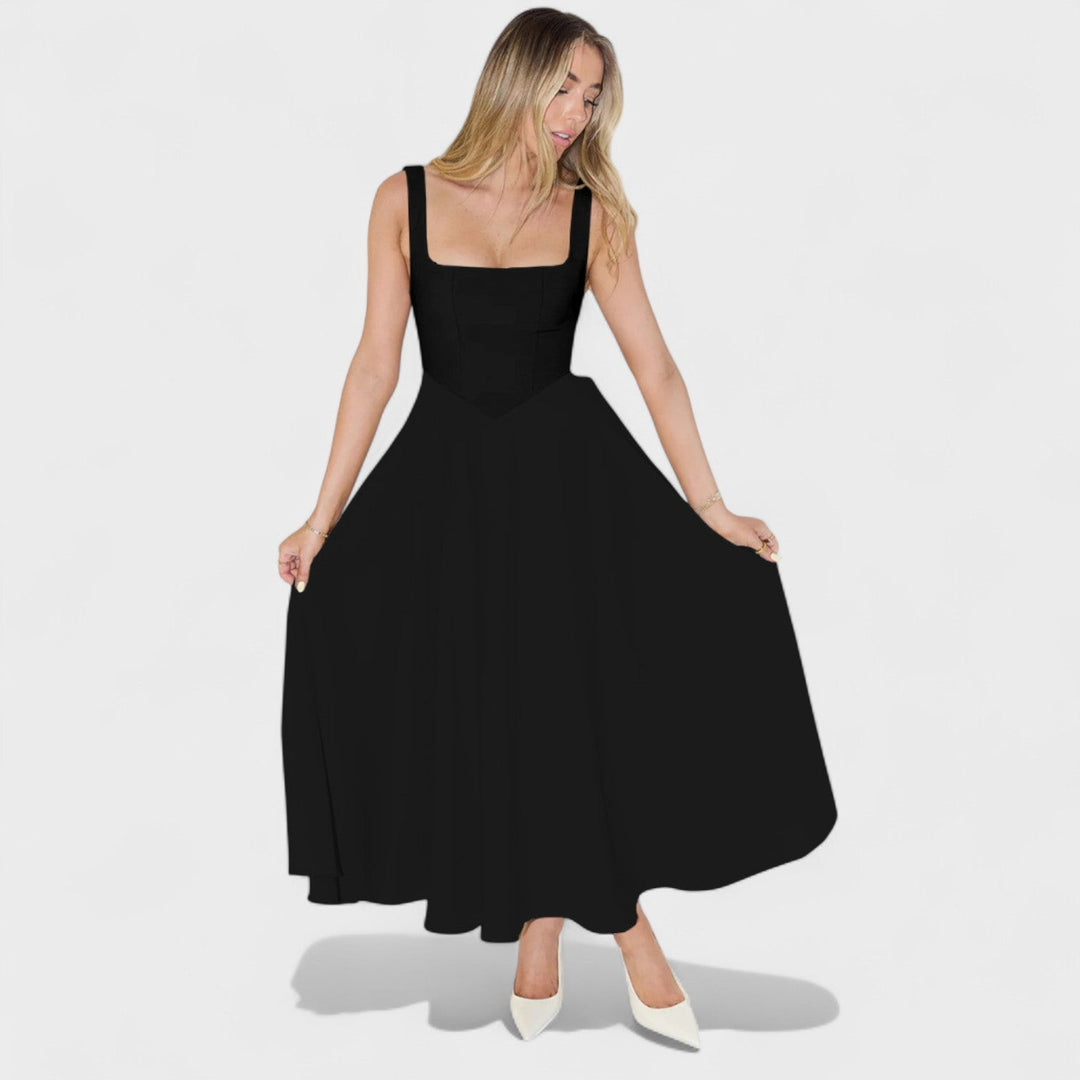 Maribel – Vestido Midi con Escote Cuadrado que realza tu feminidad