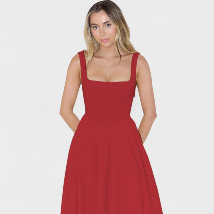 Maribel – Vestido Midi con Escote Cuadrado que realza tu feminidad