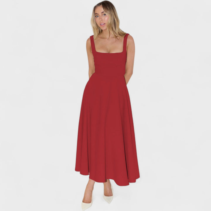 Maribel – Vestido Midi con Escote Cuadrado que realza tu feminidad