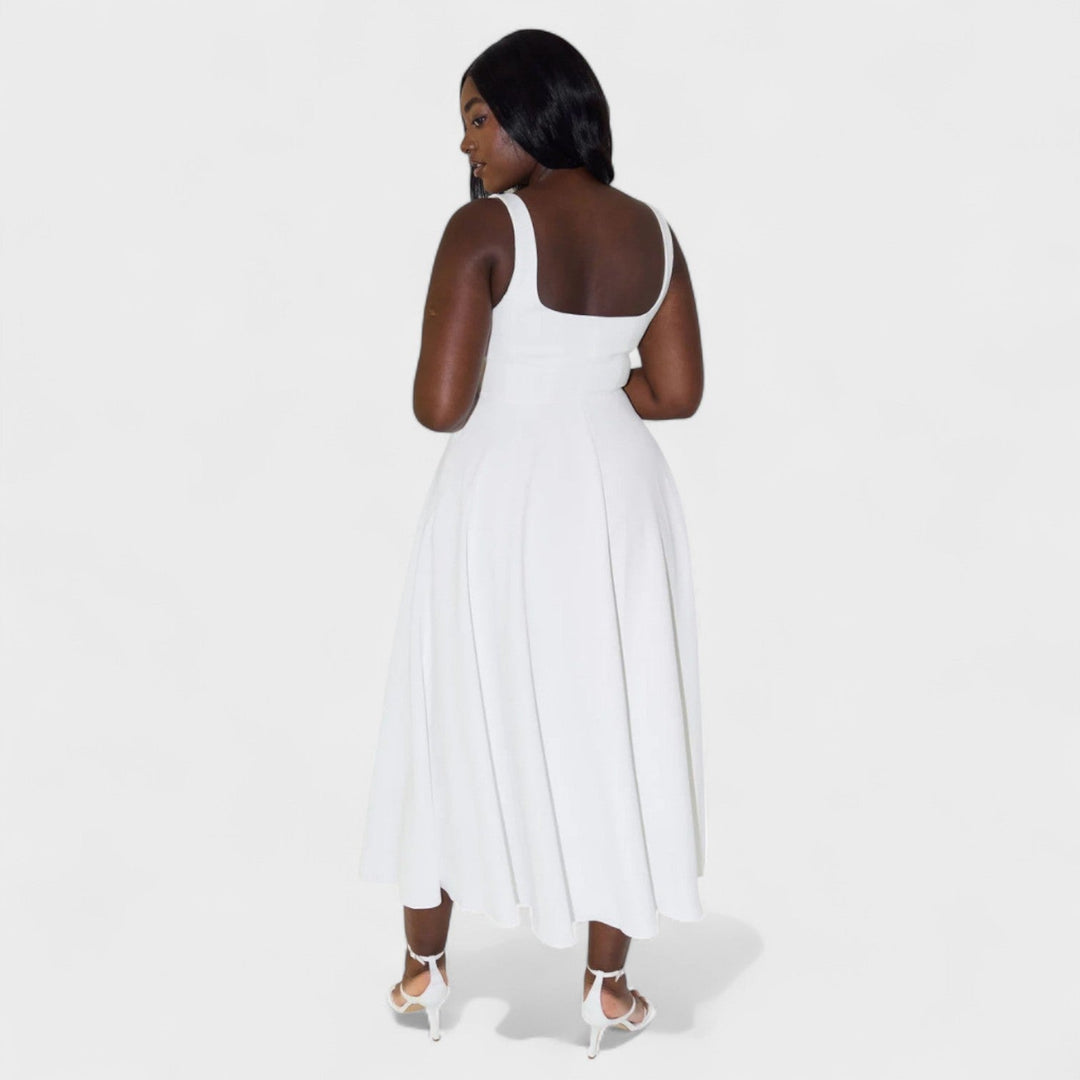 Maribel – Vestido Midi con Escote Cuadrado que realza tu feminidad
