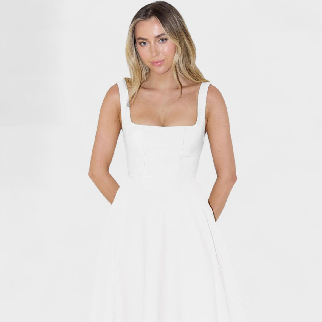 Maribel – Vestido Midi con Escote Cuadrado que realza tu feminidad