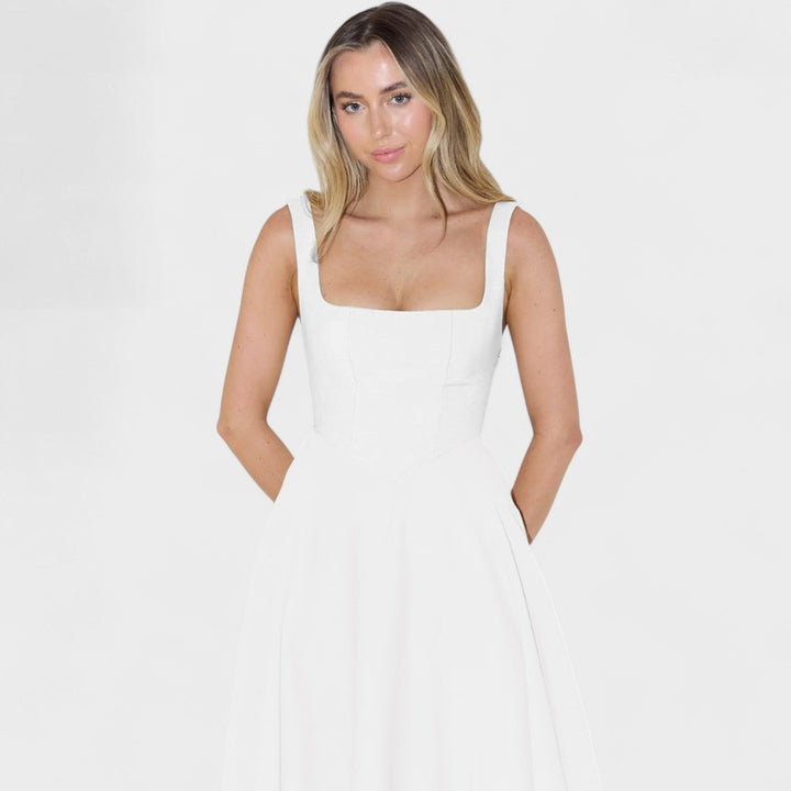 Maribel – Vestido Midi con Escote Cuadrado que realza tu feminidad