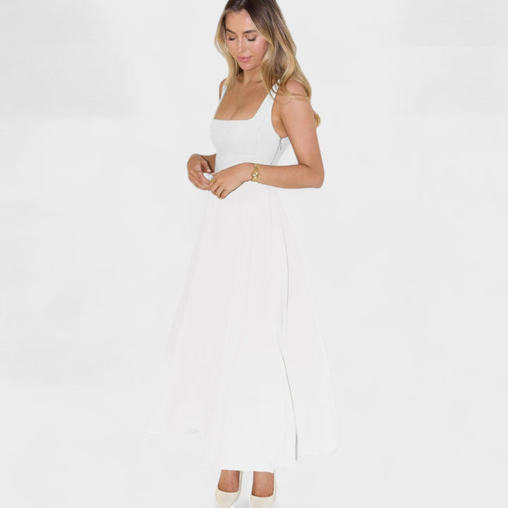Maribel – Vestido Midi con Escote Cuadrado que realza tu feminidad