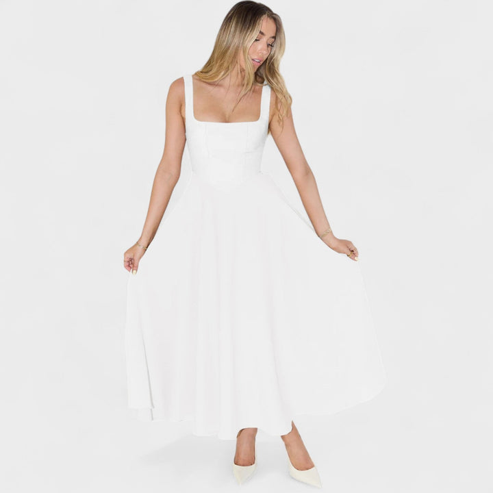 Maribel – Vestido Midi con Escote Cuadrado que realza tu feminidad